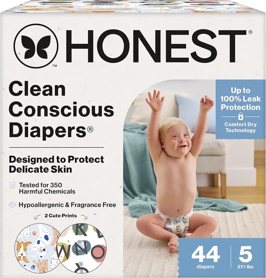 The Honest Company Daytime Diapers, It's a Pawty, Size 5, 44 Count