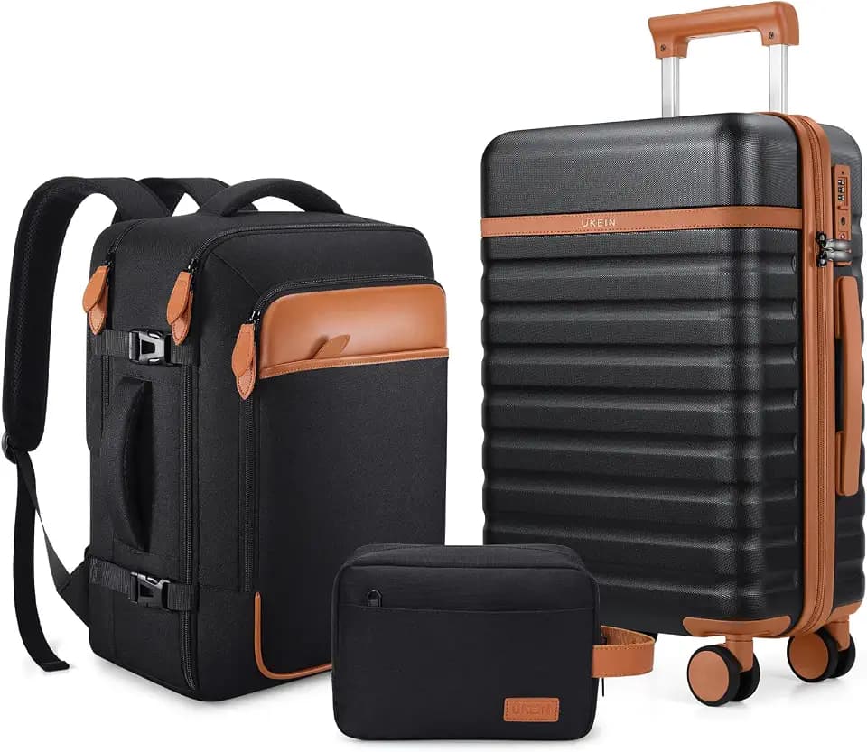 UKEIN Luggage Sets 3Piece, Carry On Luggage 20in Suitcase Set With Backpack