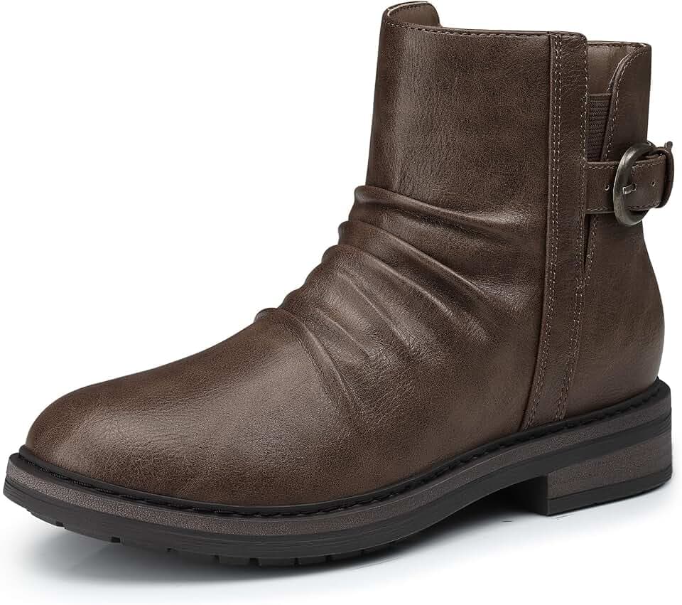 SHIBEVER Ankle Boots Women Comfortable: Flat Fall Boot for Work and Walking