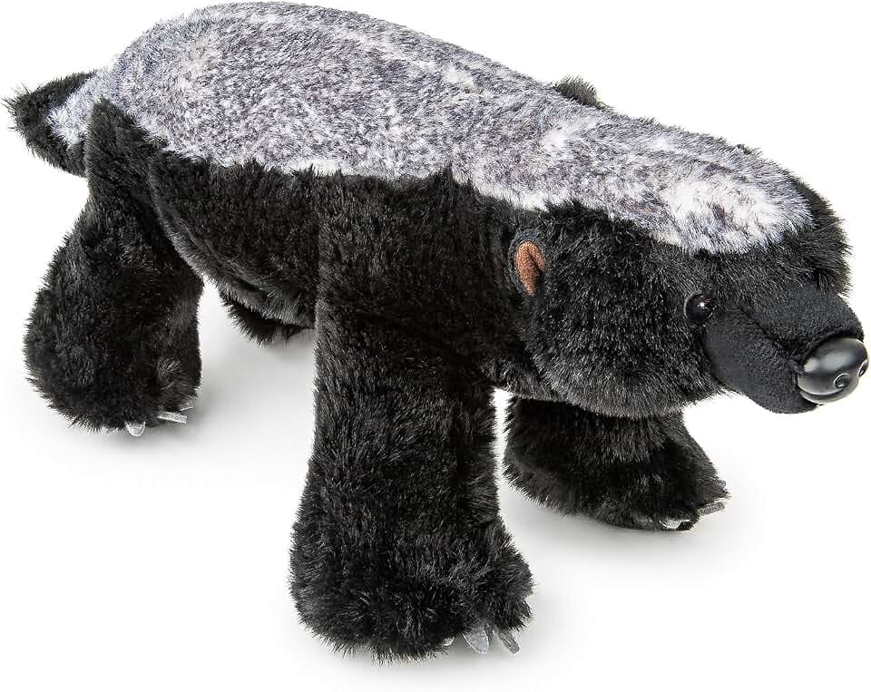 Simulation Honey Badger Plush Toy - Black 20'' Realistic Wild African Badger Stuffed Animal Toys, Lifelike Standing Wild Animals Plush Toy Collection Gifts for Kids (20 inch)