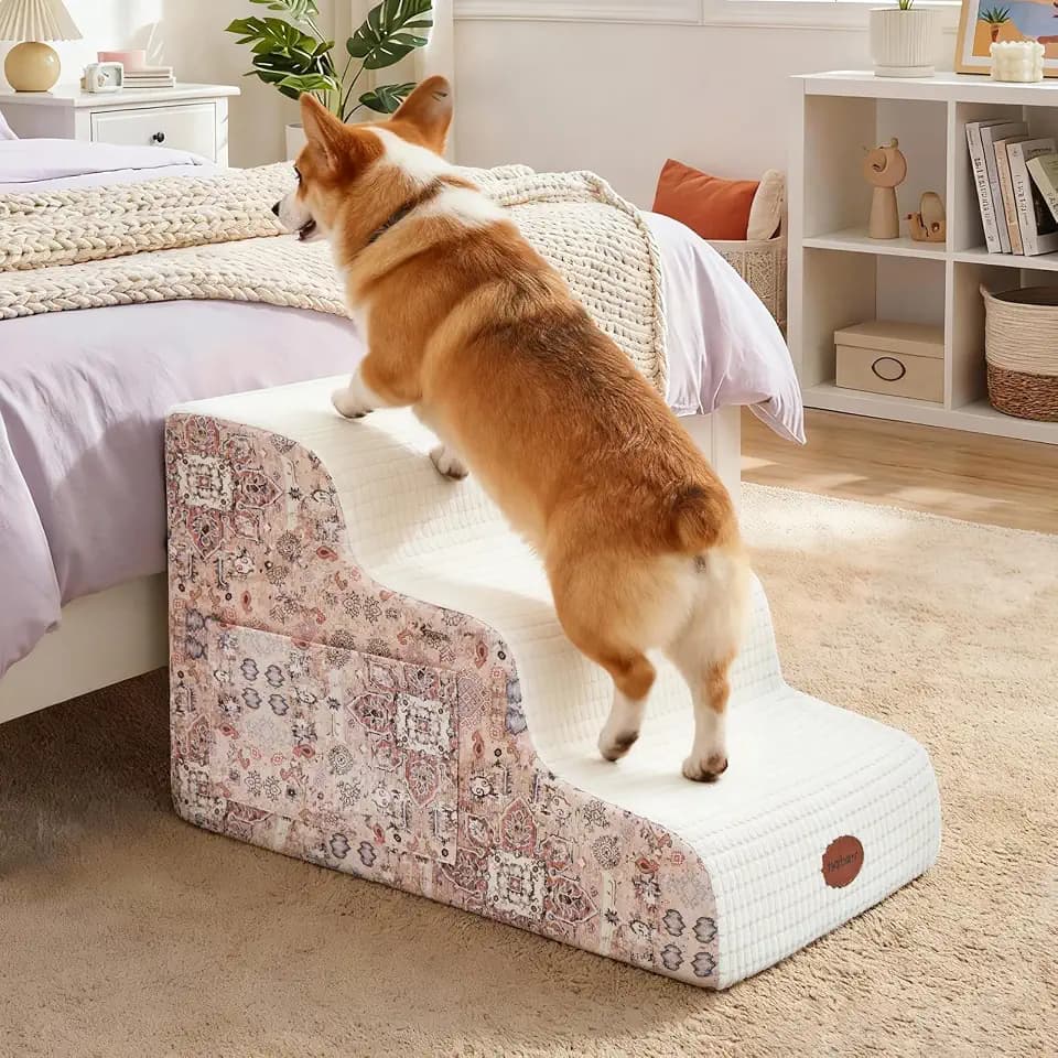 Woochpet 5-Step Dog Stairs, 23.6" Foam Pet Steps for High Beds & Couches