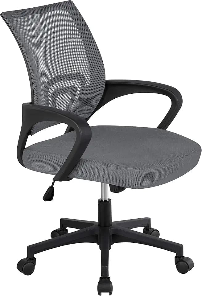 Yaheetech Ergonomischer Bürostuhl, höhenverstellbar, Dunkelgrau