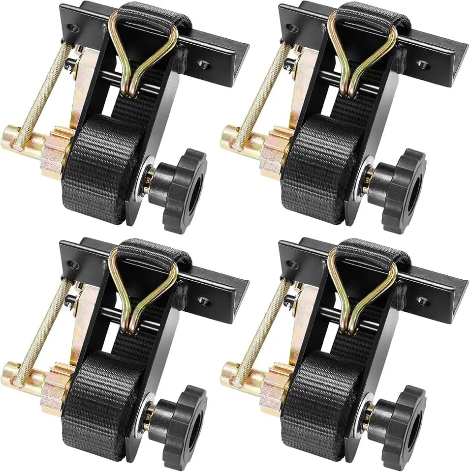 VEVOR Ladder Rack Ratchet Straps, 1.4" Black Square Tube Mount, 1.5'' Wide x 7.5' Long Black Ladder Rack Straps with Double J-Hooks, 500 lbs Load Heavy Duty, Cargo Buckle Lock Strap (4 Pack)