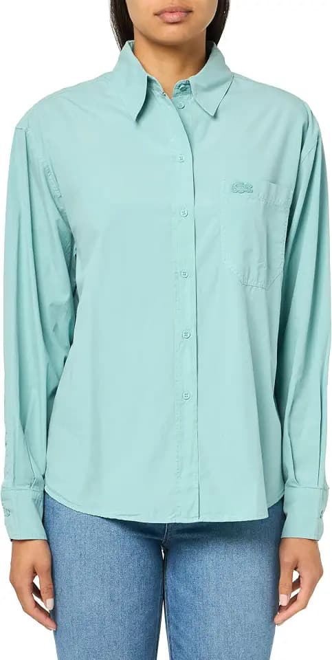 Lacoste Women's Summer Pack Oversized Fit Long Sleeve Solid Shirt