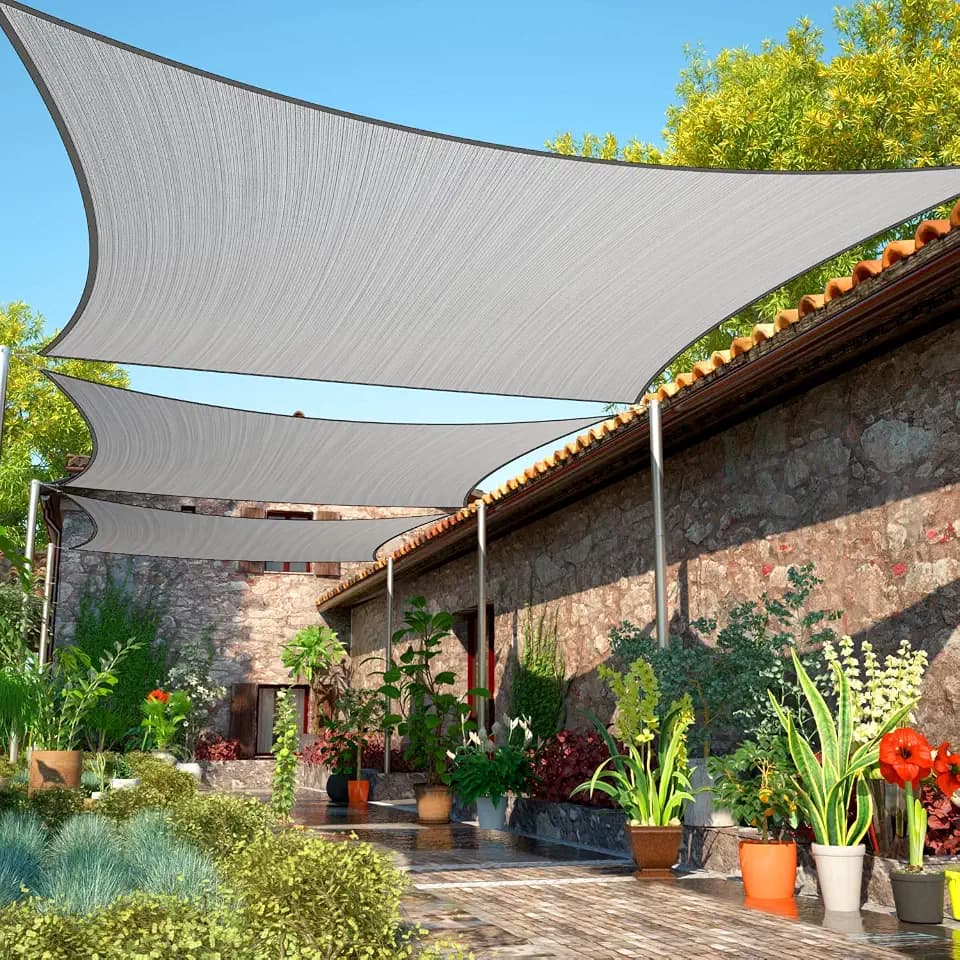 ShadeMart 14' x 14' Gray Rectangle Shade Sail for Outdoor Patio