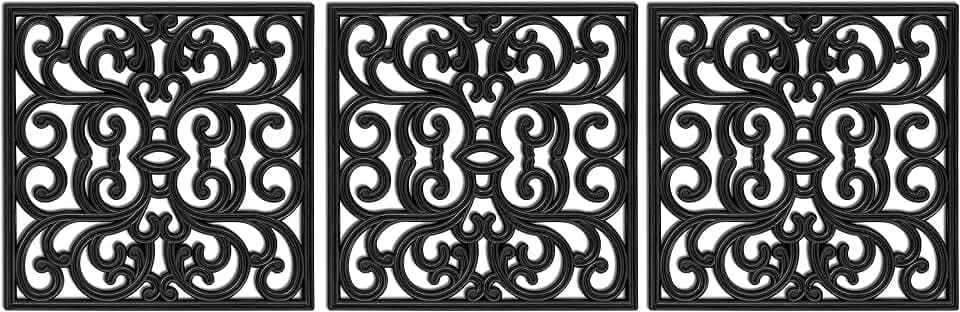 BirdRock Home Rubber Stepping Stone Tiles - 15 x 15 - Set of 3 - Black