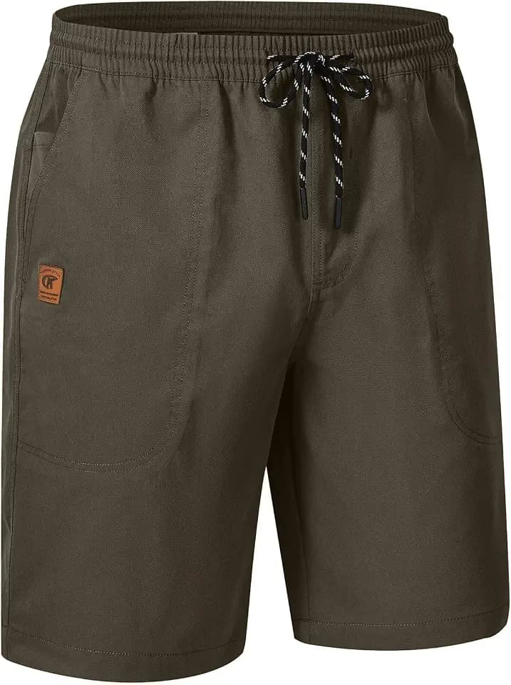 QPNGRP Men's Stretch Waist Casual Shorts with 5 Pockets Include 1 Zipper Pocket