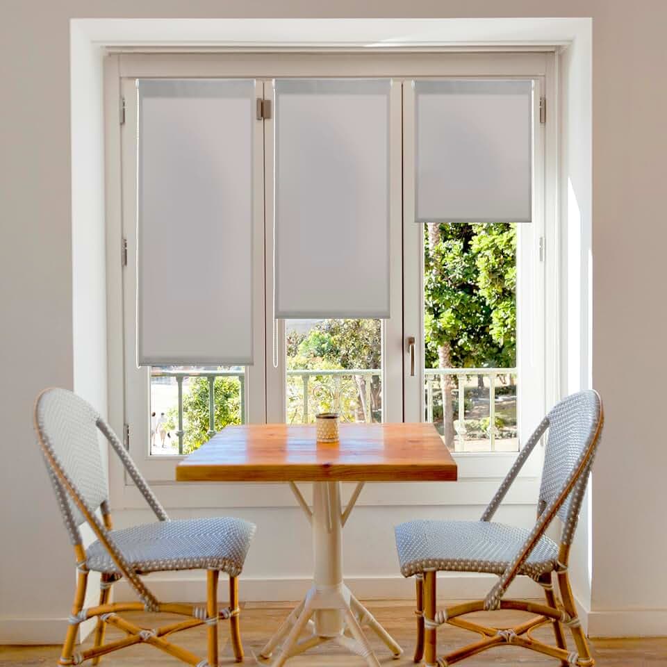 Blindecor Aure | Lichtdurchlässiges Rollos für Fenster und tür ohne bohren mit klämmträger - Silbergrau, 87 x 180 cm (BxH) | Stoffgröße 84 x 175 cm | rollo klemmfix lichtdurchlässig