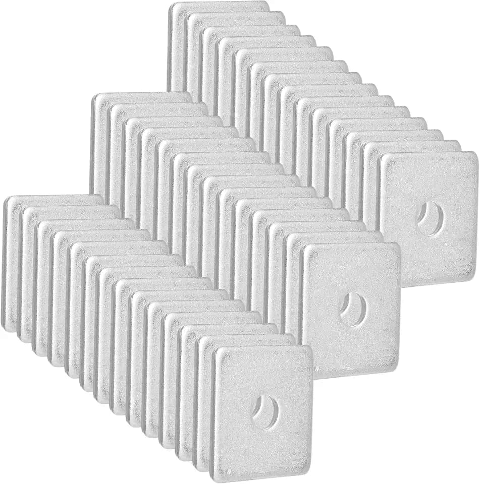 60 Pcs 3/8" Square Strut Washer Plates - 1-5/8" X 1-5/8" (40mm x 40mm) Electro-Galvanized Bearing Plates, 2.8mm Thick - Fit 1-5/8" Strut Channel, Washer Plates