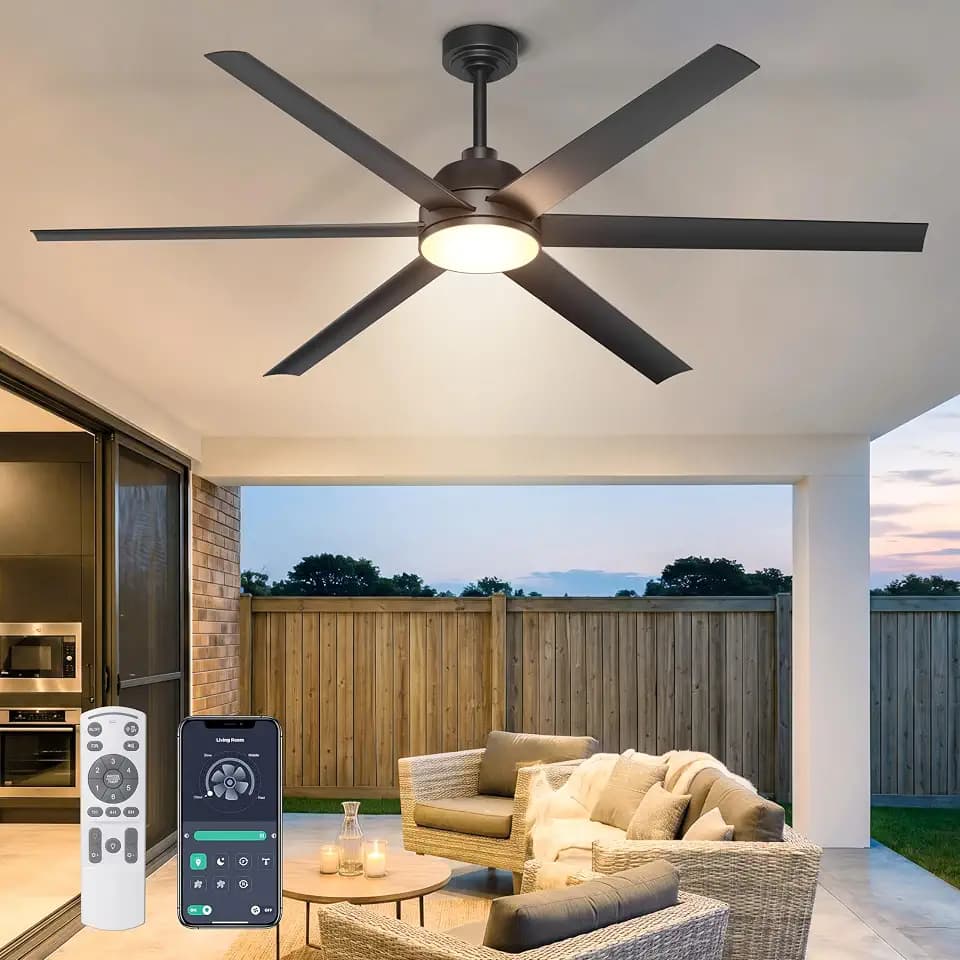 65'' Black Ceiling Fan with Lights for Indoor/Covered Outdoor Patio