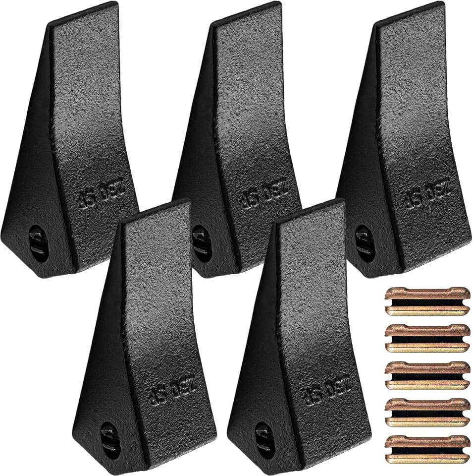 Hicarer 5 Set 230SP Excavator Bucket Teeth with Pins, Mini Backhoe Skid Steer Accessories Compatible with Case, Deere, and More