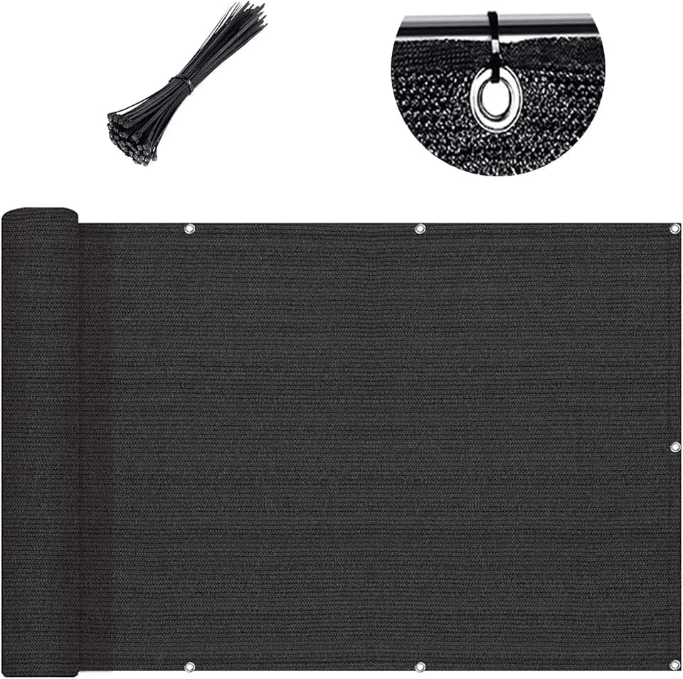 SUNLAX 3.3'x19.7' Black Balcony Privacy Screen Fence 90% UV Block