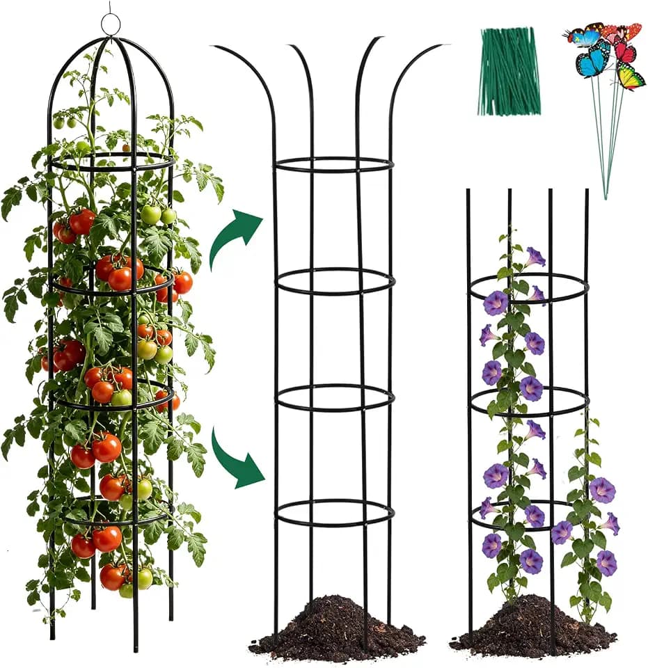 100% Metal Obelisk Garden Trellis 6.6 Ft Tall Plant Support for Climbing