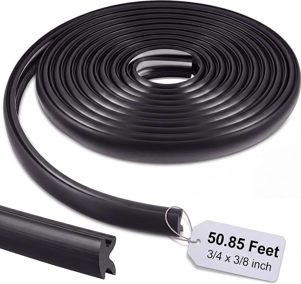 Beeveer 50.85 Feet Boat Rub Rail 3/4" x 3/8" Flexible Rub Rail Vinyl Insert for Boats, Black Bumpers Replacement for Boats