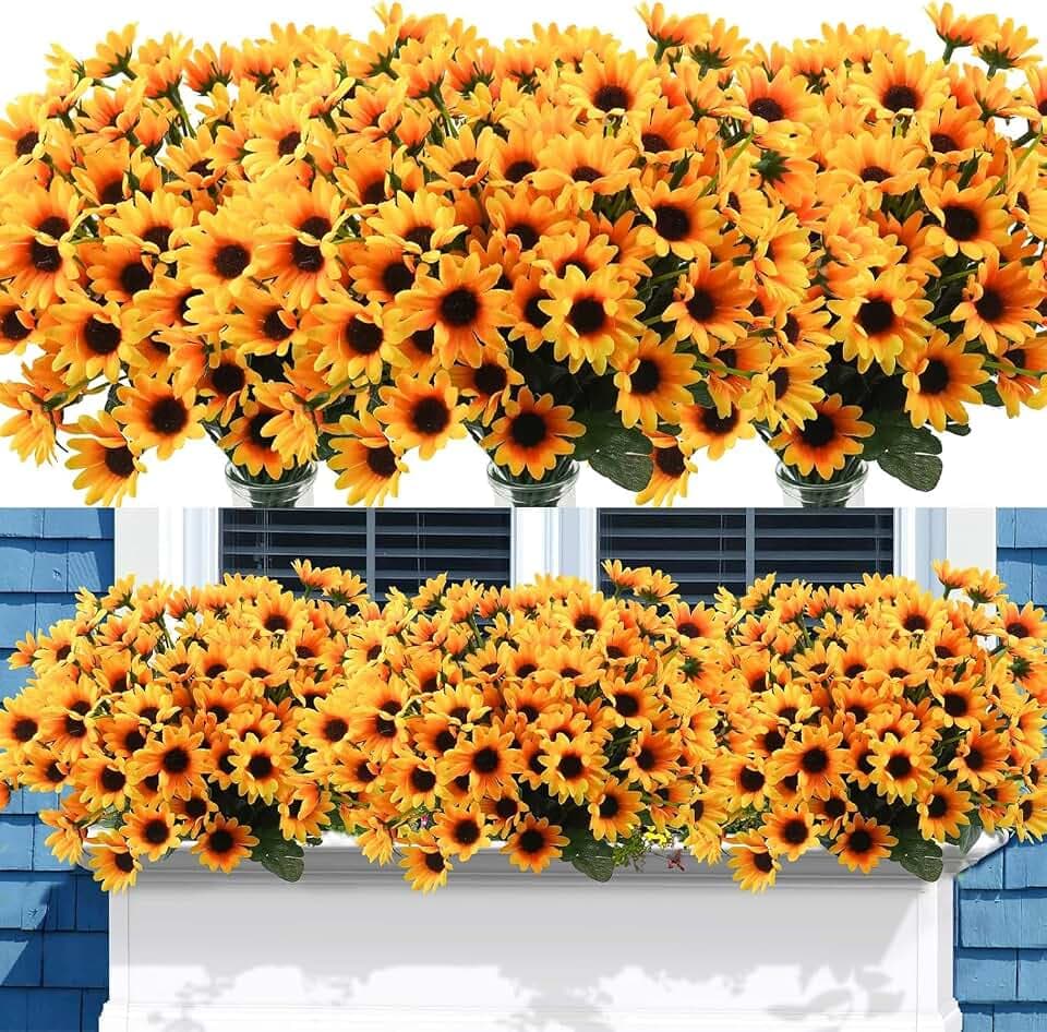 Uieke 72 Bundles Sunflowers Artificial Flowers for Outdoors, Fall Decor