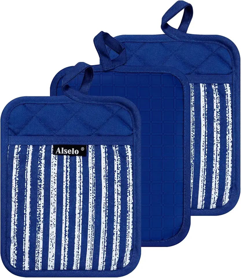 Alselo Silicone Pot Holders Set of 3 Heat Resistant & Non Slip Potholders