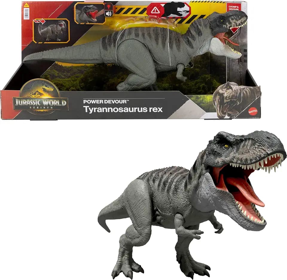 Mattel Jurassic World Rebirth Power Devour Tyrannosaurus Rex Figure