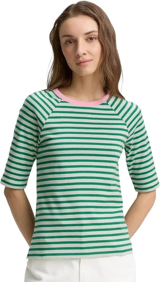 Tom Tailor Denim Damen T-Shirt mit Streifenmuster
