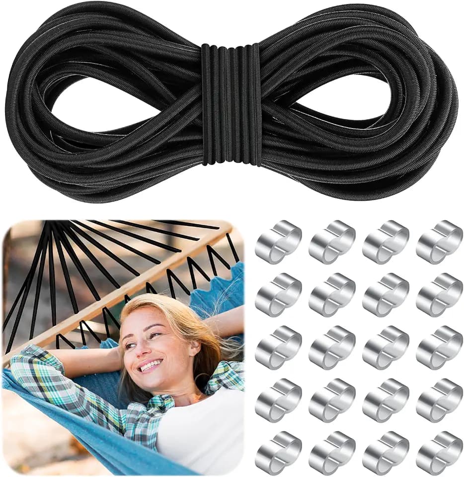 Gummiseil 10m, 8mm Expanderseil mit 20 Würgeklemmen, gummischnur