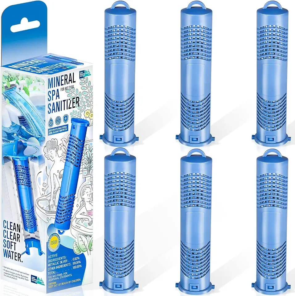 Replacement for Jacuzzi Mineral Cartridge Spa Stick 2890-185 Hot Tub Filter for All Jacuzzi J500 J400 J300 J-LX Series Hot Tub Filtration System All Spa Flow Rates Up to 500 Gallons Blue, 6-Pack