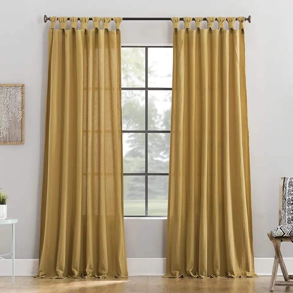 Archaeo Washed Cotton Twist Tab Curtain, 52" x 63", Mustard Yellow
