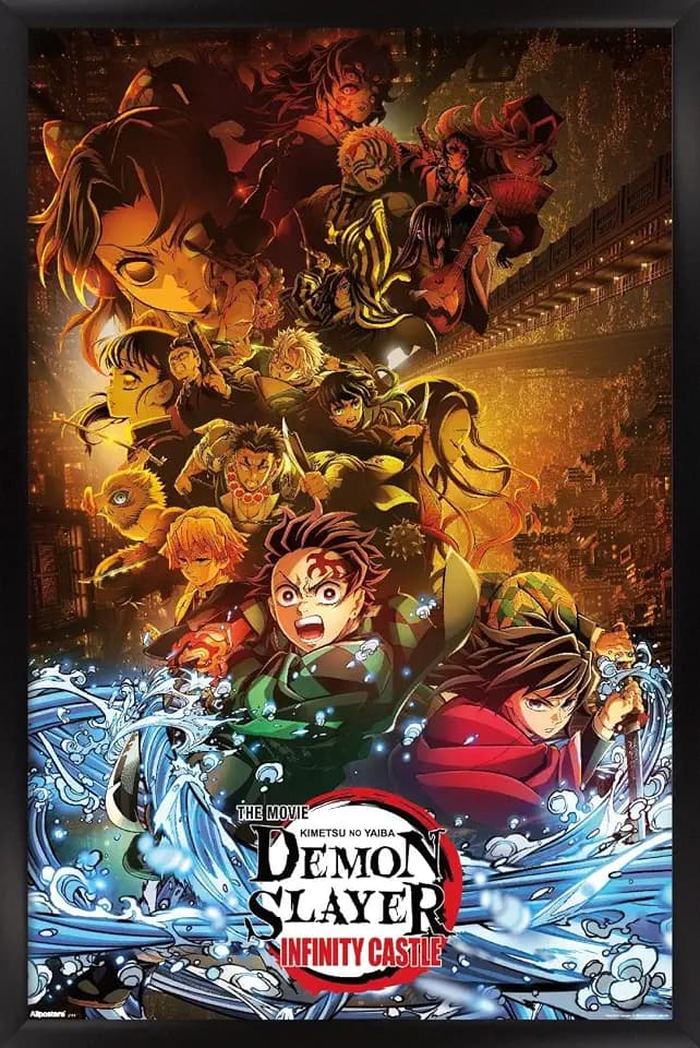 Demon Slayer: Infinity Castle (2025) - Group Key Art Wall Poster, 34L" x 22.4W", Black Framed Version