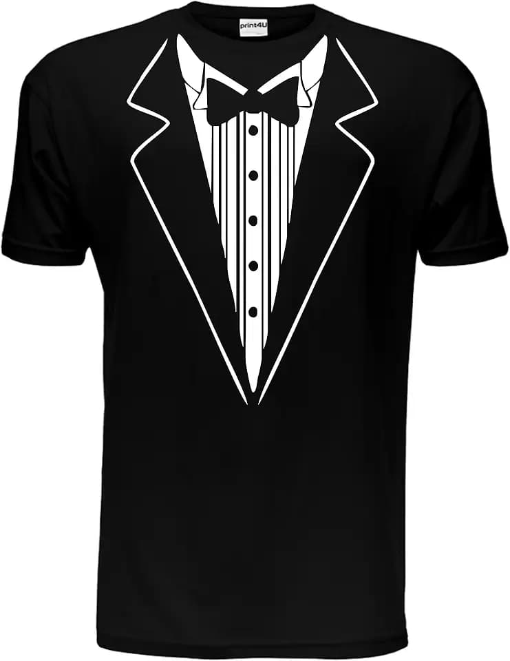 T-Shirt für Herren mit Smoking-Aufdruck, lustige Kostümidee mit Fliege