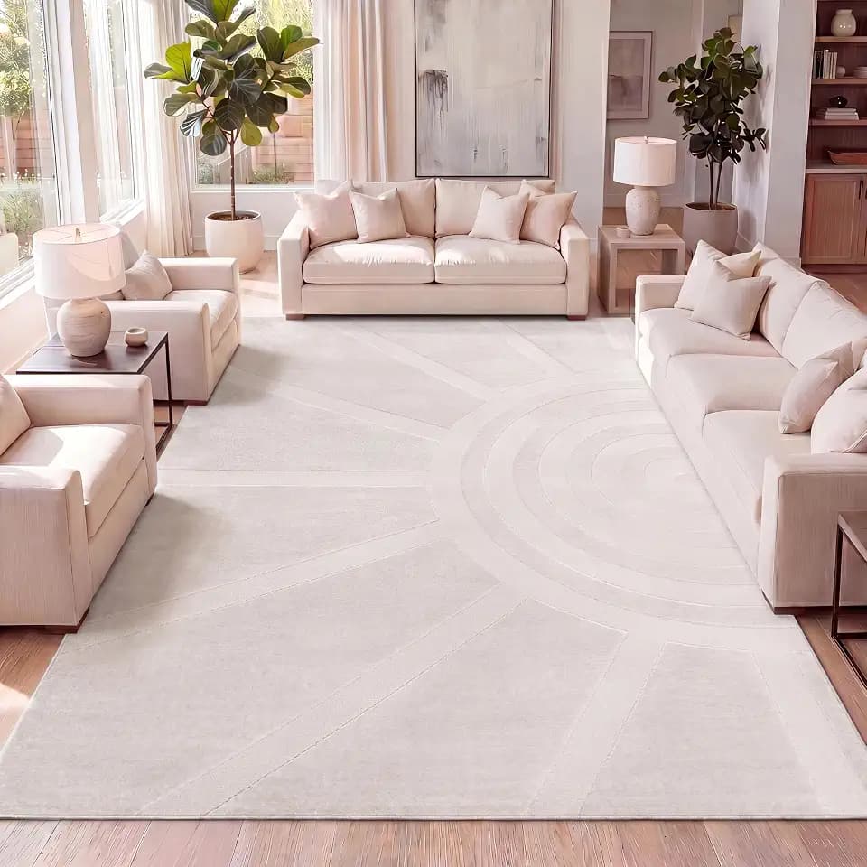JONATHAN Y Sun Two-Tone High-Low Indoor Area Rug 4X6 White/Cream, Aelius MidCentury Scandinavian Abstract for Living Room, Bedroom, Kitchen, Easy-Cleaning, Pet-Friendly, Non-Shedding SND101B-4