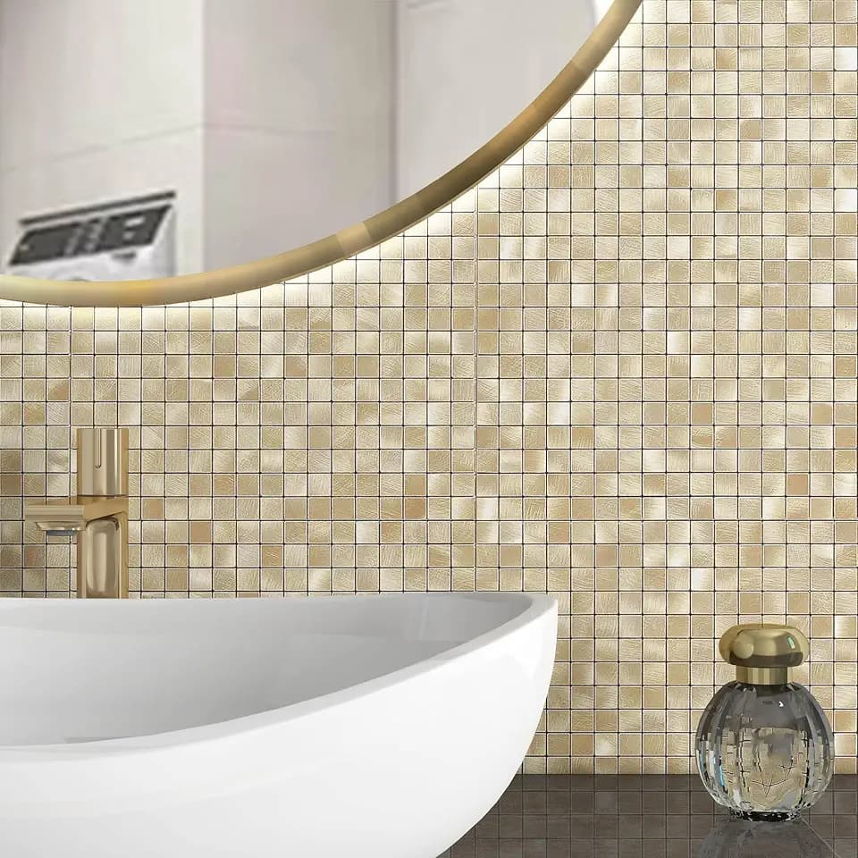 BeNice Wandfliesen Selbstklebend Mosaik Fliesenaufkleber Küche Gold 10
