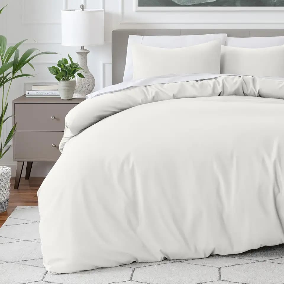Bare Home Bettbezug-Set für Einzelbett, hochwertiges 1800 ultraweiches Bettbezug-Set, leicht, kühlender Bettbezug, Bettbezug mit 1 Kissenbezug (Einzelbett, cremefarben)