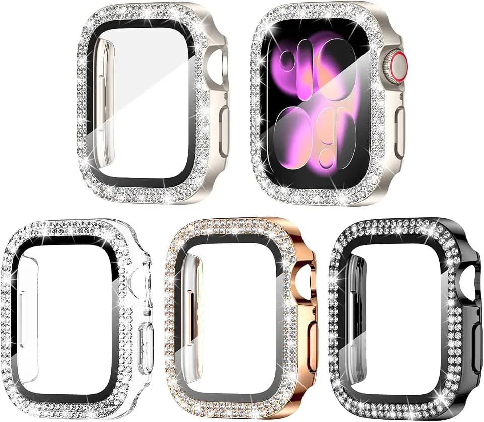 Goton 4-Pack Bling Case with Glass for Apple Watch 46mm Series 11/10