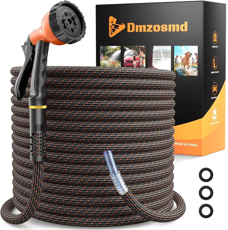 Garden Hose, 3/4" Flexible Water Hose Ultra Lightweight, Non-Expandable with 10 Function Nozzle, Kink-Free, Leak-Proof, 360° Swivel, Abrasion Resistant & Easy to Store for Yard Lawn, Outdoor (75ft)