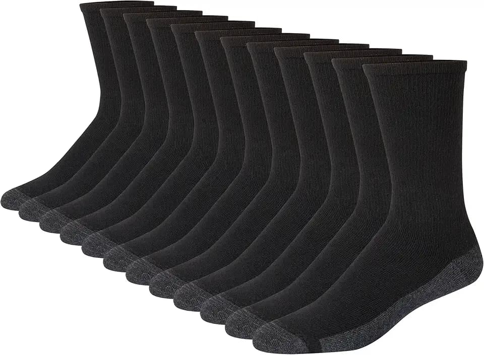 Hanes Men's Crew & Over the Calf Socks Pack, Max Cushioned Moisture-wicking Stay Dry Socks, Athletic Socks, 6, 8 Or 12-pairs