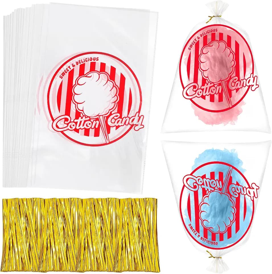 woric 120PCS Cotton Candy Bags with Ties 11.8 x 17.7 Inch