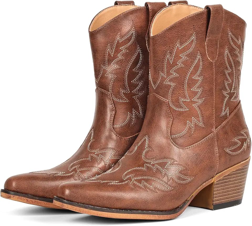 IUV Cowboy Boots for Women Ankle Cowgirl Booties