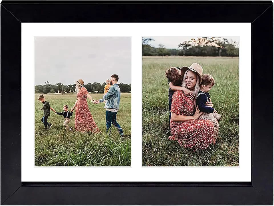 Golden State Art 8.5x11 Black Wooden Picture Frame for 2-5x7 Photos,1 Pack