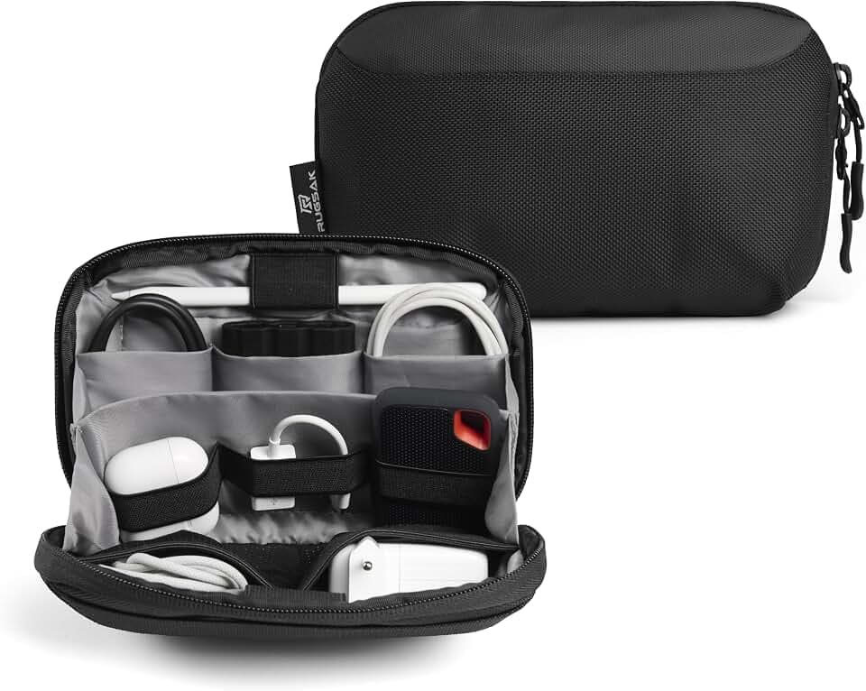 RUGSAK Kabel Organizer Tasche | Kompakte Elektronik Zubehör Tasche für Laptop, Handy, Ladegerät, Kabel, Festplatte, Adapter & SD Karten | Tech Pouch Cable Bag für Reisen & Büro