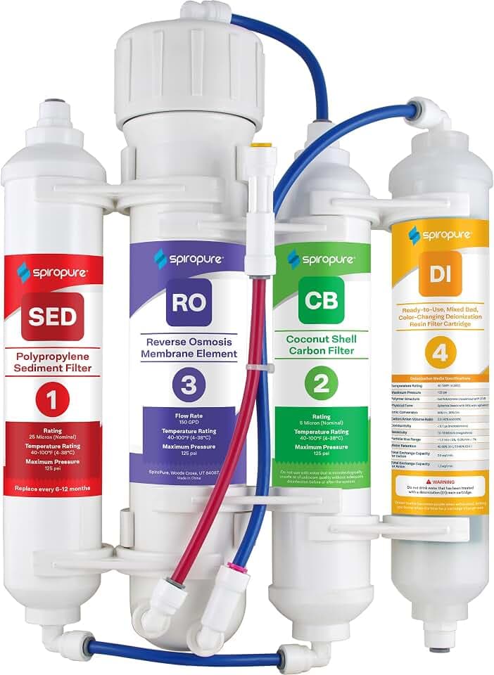 SpiroPure SP-RO400AQD 150 GPD RO DI Water Filter System for Aquariums Reefs