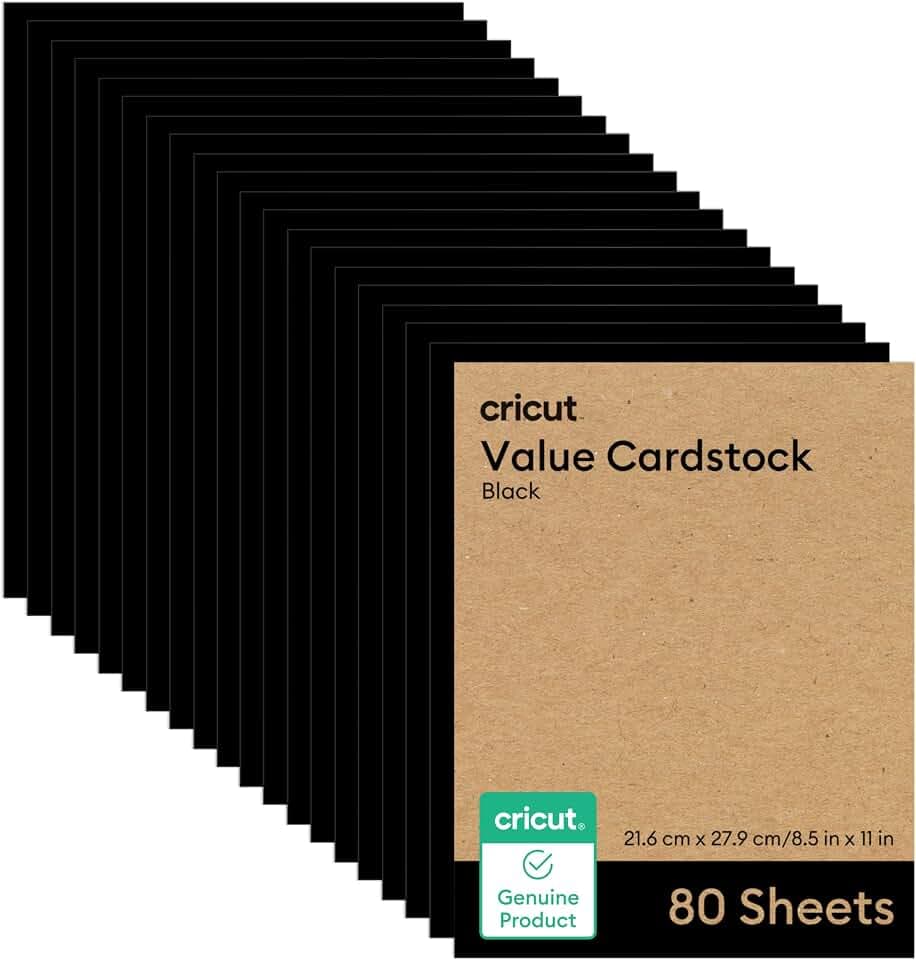 Cricut® Value Cardstock, Black - 8.5 in x 11 in (80 Sheets)