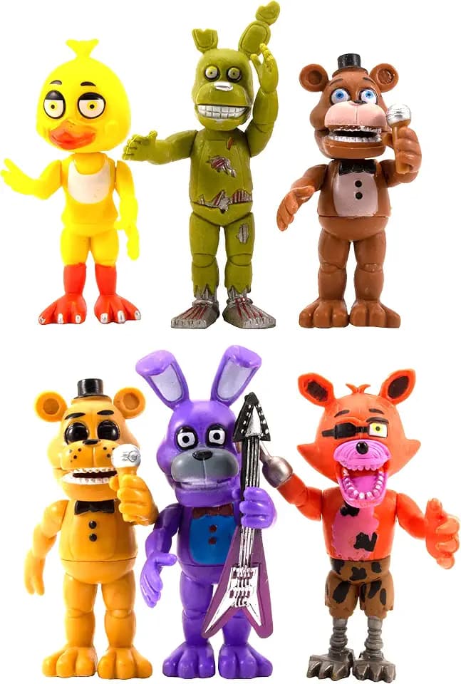 NA Toysvill FNAF Action Figures (Set of 6 pcs) | Inspired by Five Nights at Freddy’s Toys Figurines Set, Cake Toppers, Party Set, Collectible Toys for Kids, Height About 4 inches