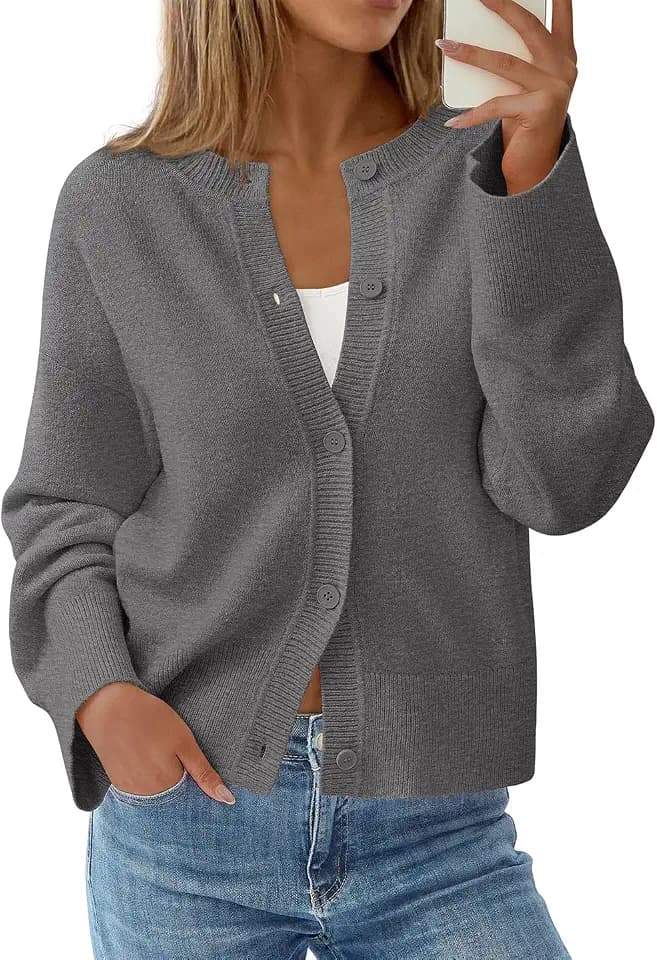 KIRUNDO Cardigan Sweaters for Women 2026 Fall Oversized Drop Shoulder