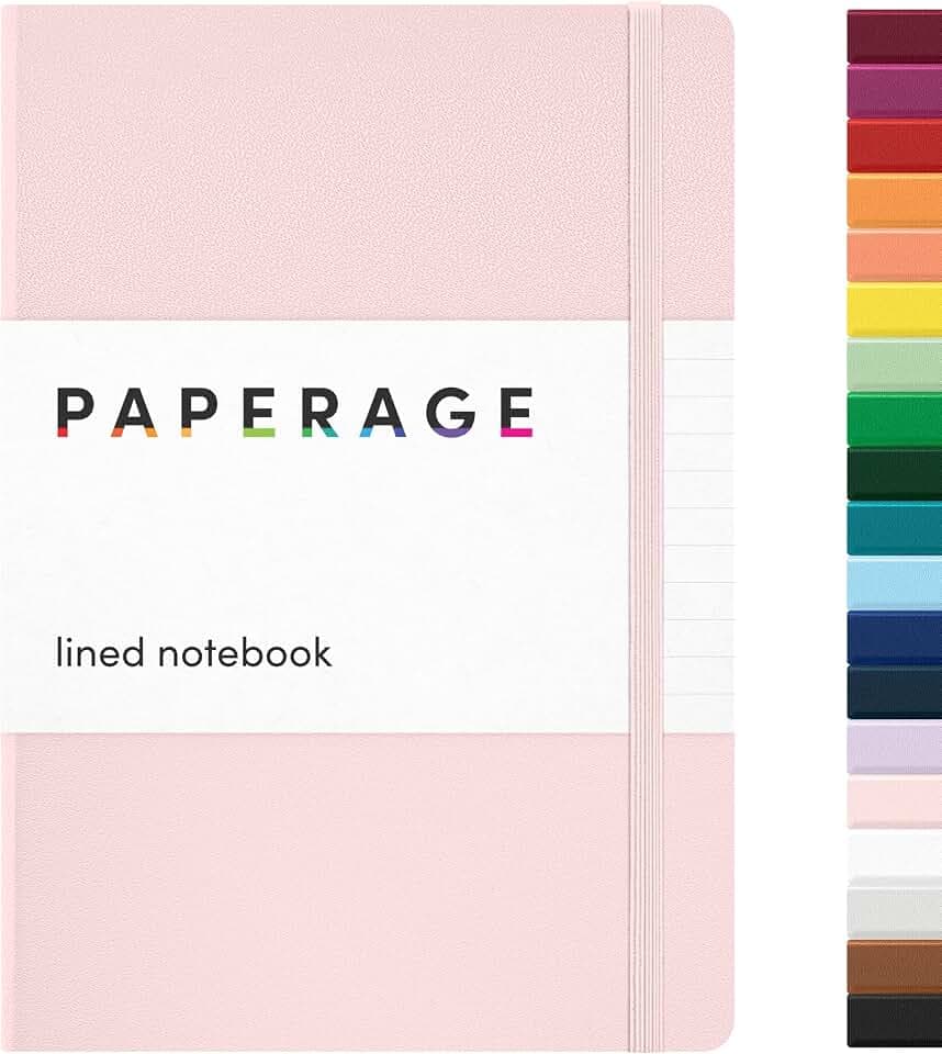 PAPERAGE Lined Journal Notebook, Hardcover Journal for Women & Men, 160 Pages, (5.6 in x 8 in), College Ruled Journaling Notebook for Work, School Supplies & Note Taking, (Blush)