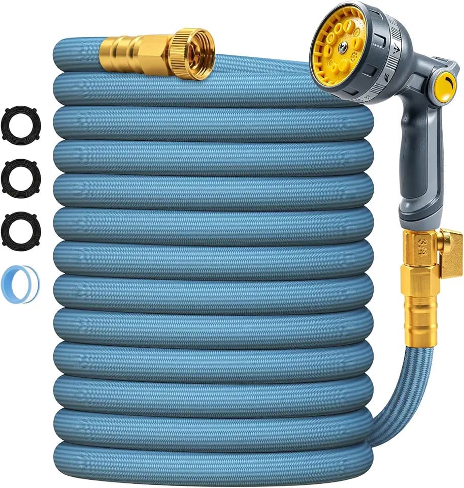 Garden Hose 50 FT, Flexible Water Hose, Ultra Lightweight Non-Expanding Hose with 10‑Function Spray Nozzle, Leak‑Proof & High‑Pressure Resistant for Lawn, Garden, and Auto Cleaning (50 FT)