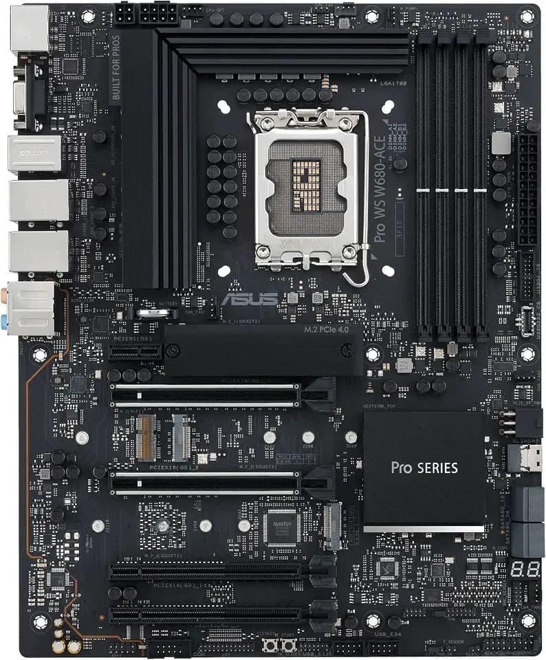 Pro WS W680-ACE Intel W680 LGA 1700 ATX Workstation Motherboard,2xPCIe 5.0x16 Slot,DDR5,ECC Memory,2x2.5 Gb LAN,3X M.2 Slots,USB 3.2 Gen 2x2 Front Panel,SlimSAS,BMC Header,Thunderbolt 4Header,ACCE.