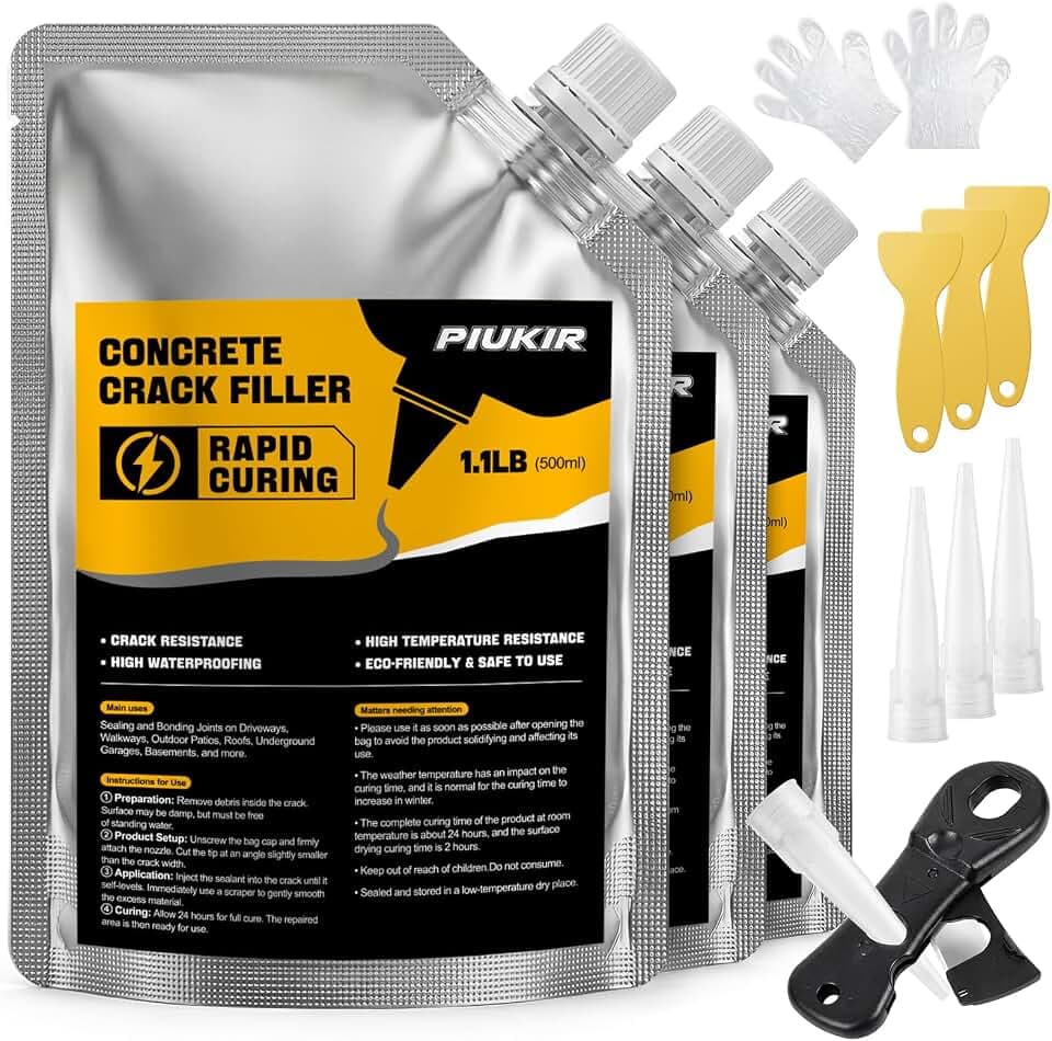 Concrete Crack Filler 3-Pack Oil-Based Self-Leveling Concrete Sealant Gray