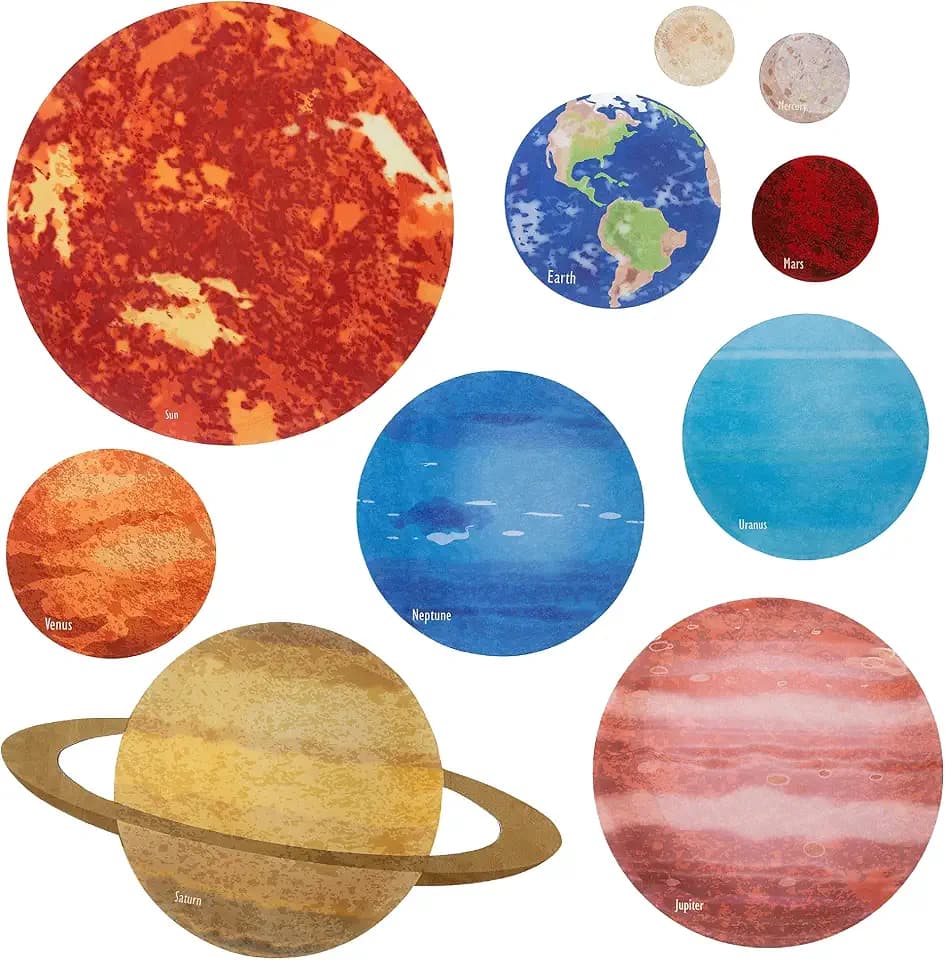 THE FRECKLED FROG Our Solar System Mats - Set of 10 - Floor Mats for Kids - Planets, Sun and Moon - Outer Space Mats for Obstacle Courses and Lessons