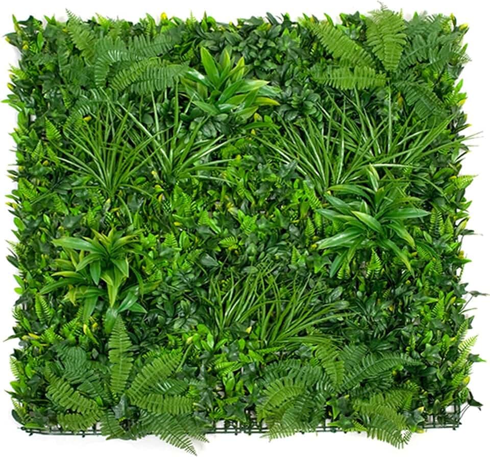 GreenBrokers Künstliche Premium-Wandhecke mit gemischtem Laub, 1 m x 1 m, UV-stabil, vertikaler Garten