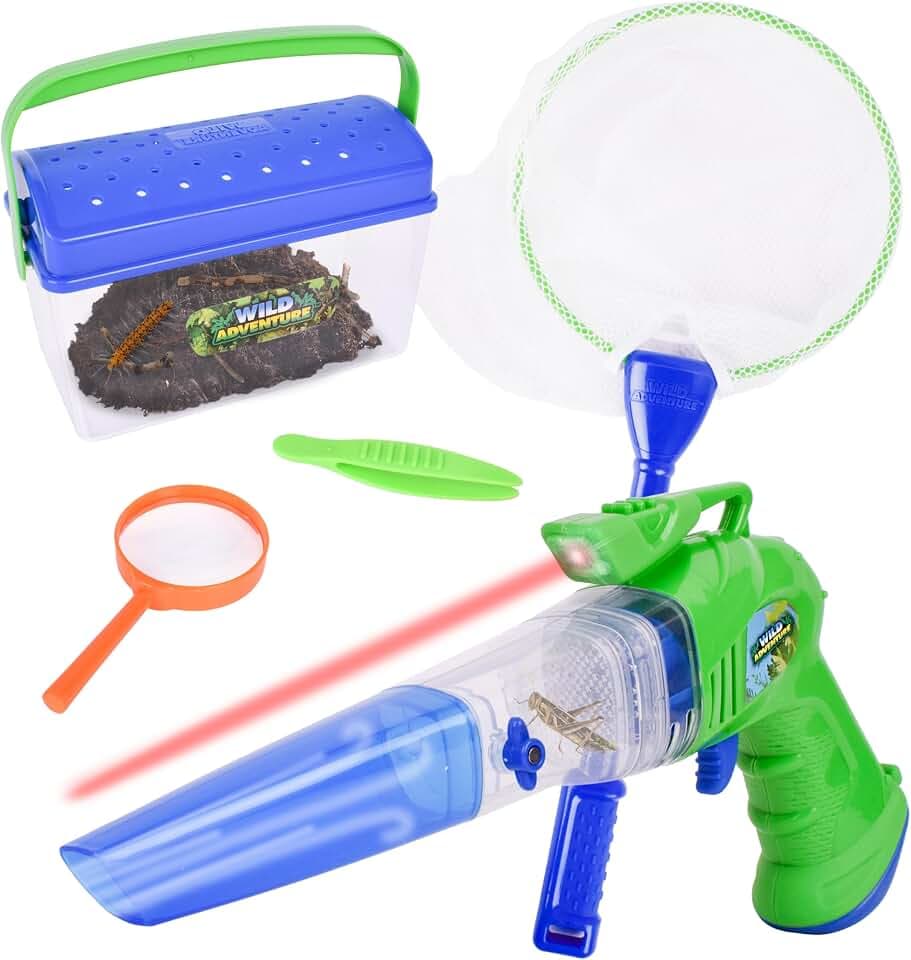 Wild Adventure Nature Gift Pack Includes Bug Habitat, Bug Sucker, Net, 1 Magnifying Glass, Tweezers, Educational Toys, Bug Catcher Kit, Kids Science Boys Gifts, Nature Learning, Complete Kit, 3+