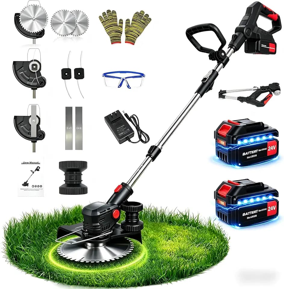 Cordless String Trimmer, 8in Weed Wacker with 2 x 4.0Ah Batteries Foldable