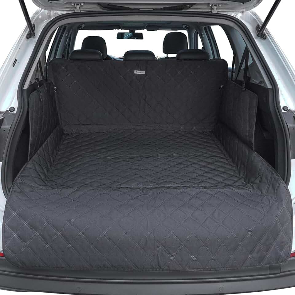 ALLANSING SUV Cargo Liner for Dogs - Heavy-Duty 900D Oxford Waterproof Pet Cargo Protector with 3-Sided Zippered All-Round Protection & TPU Suction Cups, Fits Compact SUVs